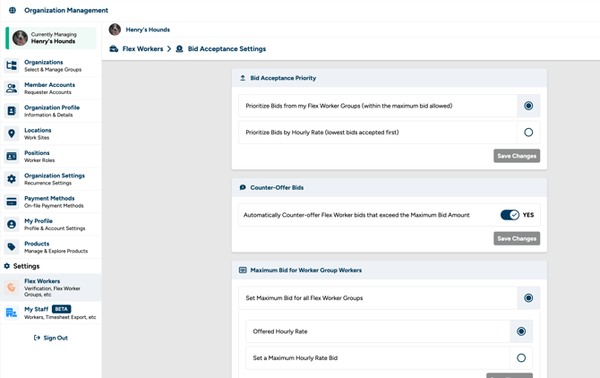 Bid Acceprance Settings