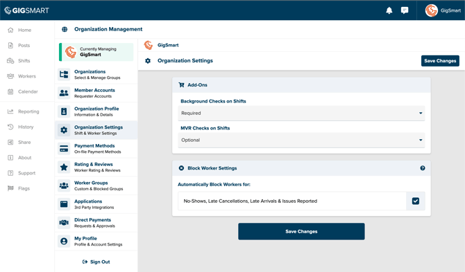 Organization Settings
