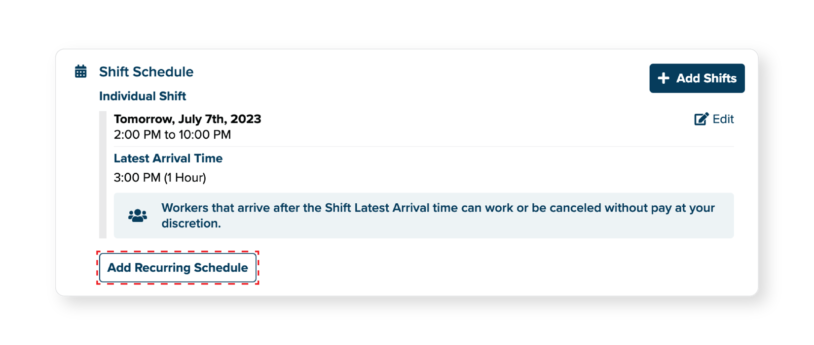 What is a recurring Shift schedule?