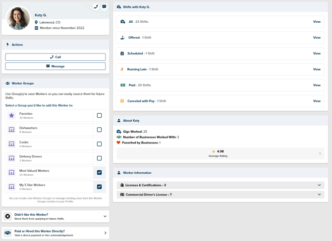 Worker Profile View